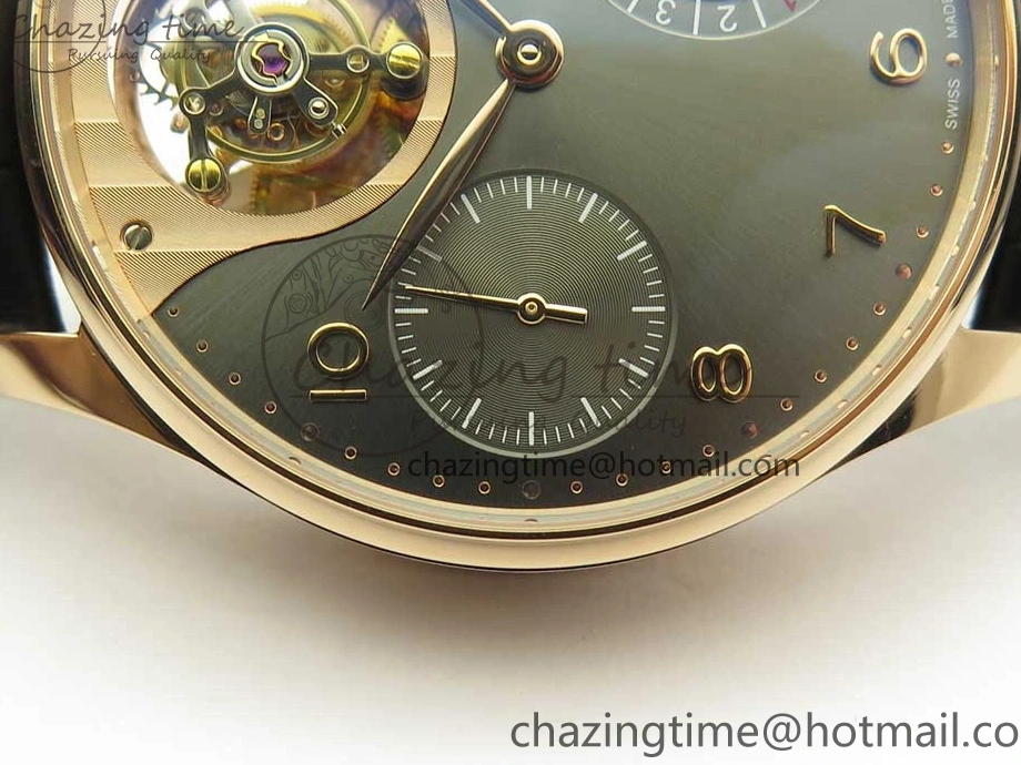 MIROTIME 1220 Portuguese Tourbillon IW5046 RG ZF Best Edition Gray Dial on Black Leather Strap SmoothTexture 7142